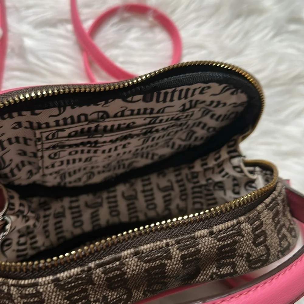 Juicy Couture Love Never Dies Heart Mini Tote Crossbody Brown Pink - Picture 8 of 8